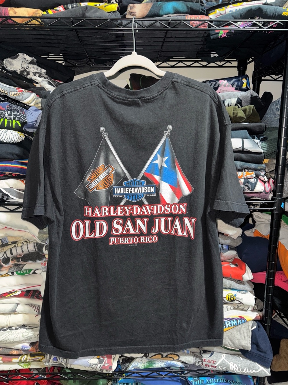 Y2K Harley Davidson Old San Juan Puerto Rico Flag Pocket Shirt Size Xl